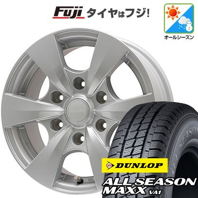 【新品】ハイエース200系 オールシーズンタイヤ ホイール4本セット 195/80R15 107/105N ダンロップ オールシーズンMAXX VA1 エルベ ビズスポ シルバー 6J 15インチ(送料無料)