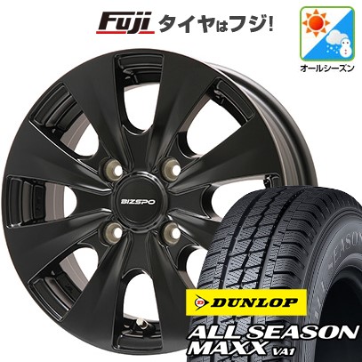 【新品】プロボックス/サクシード(160系) オールシーズンタイヤ ホイール4本セット 155/80R14 88/86N ダンロップ オールシーズンMAXX VA1 エルベ ビズスポ セミグロスブラック 5J 14インチ(送料無料)