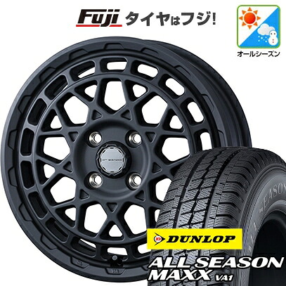 【新品 軽自動車】軽トラ 軽バン オールシーズンタイヤ ホイール4本セット 145/80R12 80/78N ダンロップ オールシーズンMAXX VA1 WEDS ウェッズアドベンチャー マッドヴァンス X タイプM 4J 12インチ(送料無料)