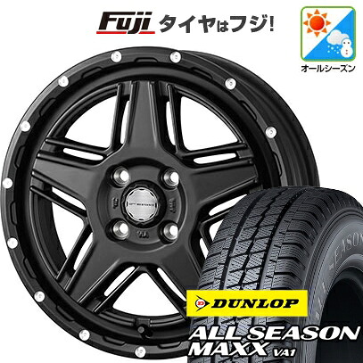 【新品 軽自動車】軽トラ 軽バン オールシーズンタイヤ ホイール4本セット 145/80R12 80/78N ダンロップ オールシーズンMAXX VA1 WEDS ウェッズアドベンチャー マッドヴァンス 07 4J 12インチ(送料無料)