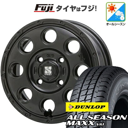 【新品 軽自動車】軽トラ 軽バン オールシーズンタイヤ ホイール4本セット 145/80R12 80/78N ダンロップ オールシーズンMAXX VA1 MLJ エクストリームJ KK03 4J 12インチ(送料無料)
