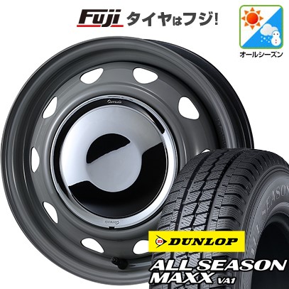 【新品 軽自動車】軽トラ 軽バン オールシーズンタイヤ ホイール4本セット 145/80R12 80/78N ダンロップ オールシーズンMAXX VA1 WEDS ウェッズ スチールホイル ネオキャロ 3.5J 12インチ(送料無料)