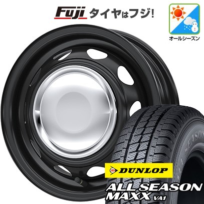 【新品 軽自動車】軽トラ 軽バン オールシーズンタイヤ ホイール4本セット 145/80R12 80/78N ダンロップ オールシーズンMAXX VA1 WEDS ウェッズ スチールホイル ネオキャロ 3.5J 12インチ(送料無料)｜フジ スペシャルセレクション