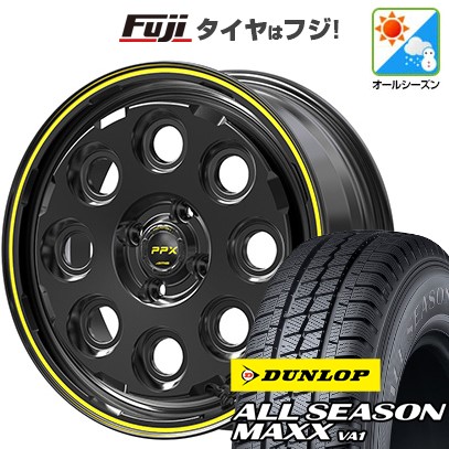 【新品 軽自動車】軽トラ 軽バン オールシーズンタイヤ ホイール4本セット 145/80R12 80/78N ダンロップ オールシーズンMAXX VA1 共豊 PPX ミルエイト 3.5J 12インチ(送料無料)|フジ スペシャルセレクション