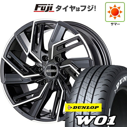 【新品】ハイエース200系 夏タイヤ ホイール4本セット 215/60R17 109/107N ダンロップ W01 ホワイトレター エセックス EW-17 17インチ(送料無料)