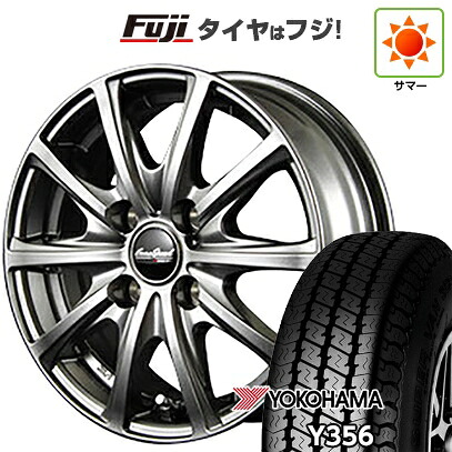 【新品 軽自動車】軽トラ 軽バン 夏タイヤ ホイール4本セット 145/80R12 80/78N ヨコハマ Y356 MID WHEELS V25 メタリックグレー 4J 12インチ(送料無料)