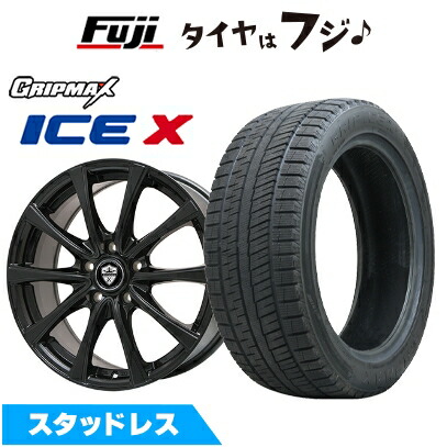 【新品国産車用5穴114.3】 スタッドレスタイヤ ホイール4本セット 205/60R16 グリップマックス アイスX BSW ブラックサイドウォール(限定) エルベ エステローザ FSV グロスブラック 6.5J 16インチ(送料無料)|フジ スペシャルセレクション