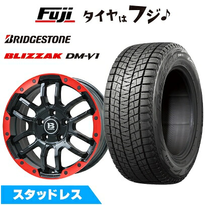 【新品】輸入車用 レネゲード スタッドレスタイヤ ホイール4本セット 215/60R17 ブリヂストン ブリザック DM-V1 ビッグウエイ B-LUGNAS FRD(マットブラック/レッドリム) 7J 17インチ(送料無料)|フジ スペシャルセレクション
