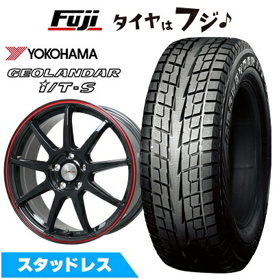 【新品】30系アルファード/ヴェルファイア等 スタッドレスタイヤ ホイール4本セット 215/65R16 ヨコハマ ジオランダー I/T-S G073 レアマイスター LMスポーツ LM-QR グロスブラック/レッドライン 7J 16インチ(送料無料)｜フジ スペシャルセレクション