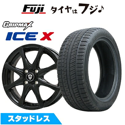 【新品国産車用4穴100】 スタッドレスタイヤ ホイール4本セット 185/65R15 グリップマックス アイスX BSW ブラックサイドウォール(限定) エルベ エステローザ FSV グロスブラック 5.5J 15インチ(送料無料)