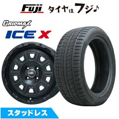 【新品 軽自動車】ハスラー デリカミニ(4WD) スタッドレスタイヤ ホイール4本セット 165/60R15 グリップマックス アイスX BSW ブラックサイドウォール(限定) レアマイスター LMG DS-10 マットブラック 4.5J 15インチ(送料無料)