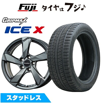 【新品】輸入車用 アウディQ3（8U） スタッドレスタイヤ ホイール4本セット 235/50R18 グリップマックス アイスX BSW ブラックサイドウォール(限定) ユーロアクシス クロスエッジ(マットチタニウム) 7J 18インチ(送料無料)