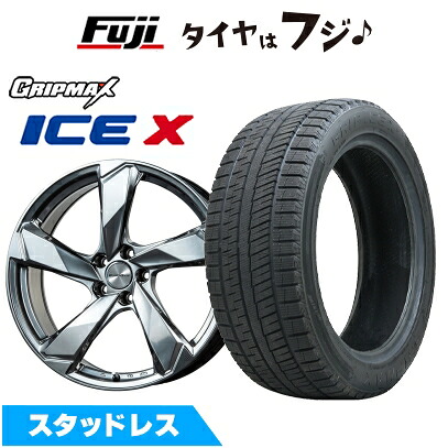 【新品】輸入車用 アウディQ3（8U） スタッドレスタイヤ ホイール4本セット 235/50R18 グリップマックス アイスX BSW ブラックサイドウォール(限定) ユーロアクシス クロスエッジ(クロームハイパーシルバー) 7J 18インチ(送料無料)
