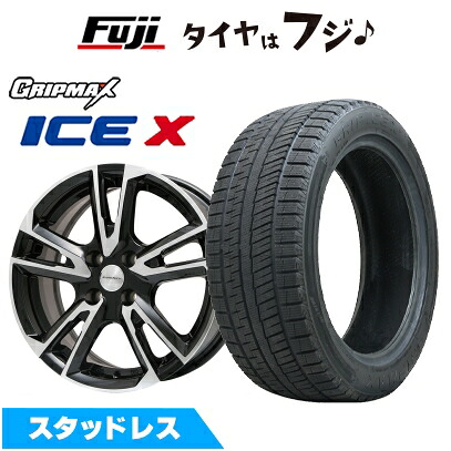 【新品】輸入車用 シトロエンC4 2011-19 スタッドレスタイヤ ホイール4本セット 205/55R16 グリップマックス アイスX BSW ブラックサイドウォール(限定) ユーロテック ガヤ ソリ(ブラックポリッシュ) 6.5J 16インチ(送料無料)｜フジ スペシャルセレクション