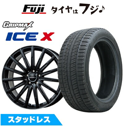 【新品】輸入車用 ベンツCLA（C117） スタッドレスタイヤ ホイール4本セット 225/45R17 グリップマックス アイスX BSW ブラックサイドウォール(限定) ユーロアクシス エアフルト(マットブラック/リムポリッシュ) 7J 17インチ(送料無料)