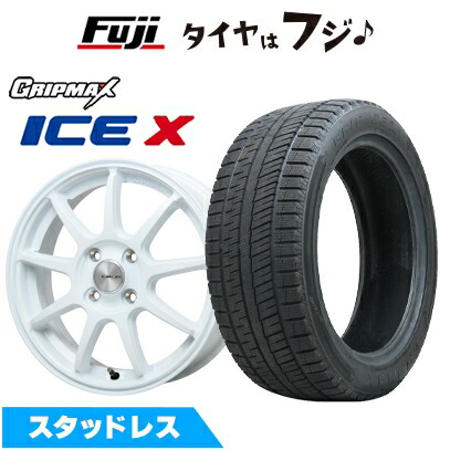【新品 軽自動車】 スタッドレスタイヤ ホイール4本セット 165/50R16 グリップマックス アイスX BSW ブラックサイドウォール(限定) レアマイスター LMスポーツ LM-QR ホワイト 5J 16インチ(送料無料)｜フジ スペシャルセレクション