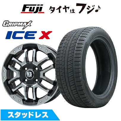 【新品 軽自動車】ハスラー デリカミニ(4WD) スタッドレスタイヤ ホイール4本セット 165/60R15 グリップマックス アイスX BSW ブラックサイドウォール(限定) ビッグウエイ B-LUGNAS FRD(ブラックポリッシュ/ブラッククリア) 4.5J 15インチ(送料無料)