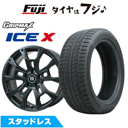 【新品国産車用5穴114.3】 スタッドレスタイヤ ホイール4本セット 205/55R17 グリップマックス アイスX BSW ブラックサイドウォール(限定) ビッグウエイ B-LUGNAS BRD(マットブラック) 7J 17インチ(送料無料)