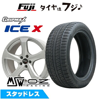 【新品】輸入車用 MINI(F54) スタッドレスタイヤ ホイール4本セット 225/40R18 グリップマックス アイスX BSW ブラックサイドウォール(限定) MSW by OZ Racing MSW 47(フルシルバー) 8J 18インチ(送料無料)|フジ スペシャルセレクション