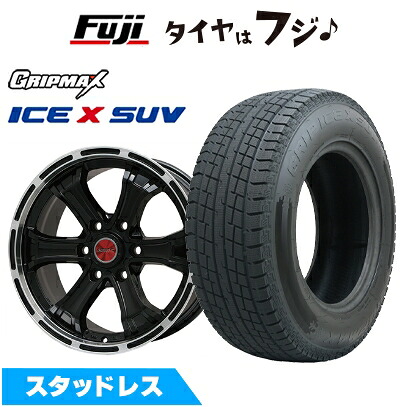 【新品】キャラバン スタッドレスタイヤ ホイール4本セット 195/80R15 107/105N グリップマックス アイスX SUV BSW ブラックサイドウォール(限定) ビッグウエイ B-MUD K(グロスブラックリムポリッシュ) 6J 15インチ(送料無料)