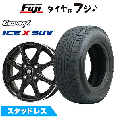 【新品】プロボックス/サクシード(160系) スタッドレスタイヤ ホイール4本セット 155/80R14 88/86N グリップマックス アイスX SUV BSW ブラックサイドウォール(限定) エルベ エステローザ MZV ブラックリムポリッシュ 5J 14インチ(送料無料)