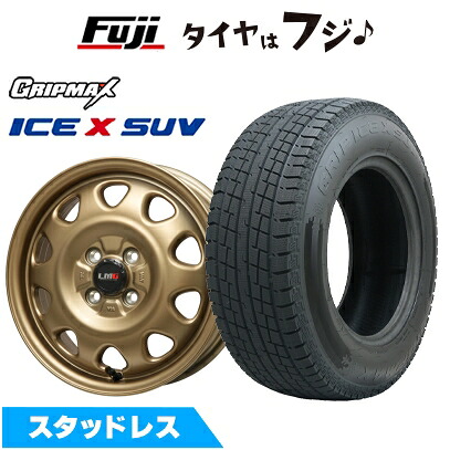 【新品】プロボックス/サクシード(160系) スタッドレスタイヤ ホイール4本セット 155/80R14 88/86N グリップマックス アイスX SUV BSW ブラックサイドウォール(限定) レアマイスター LMG OFF-STYLE(マットゴールド) 5J 14インチ(送料無料)｜フジ スペシャルセレクション 42,510円
