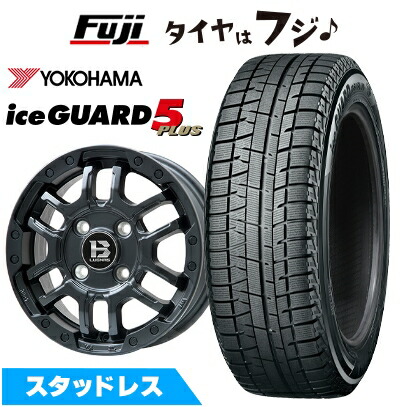 【新品 軽自動車】 スタッドレスタイヤ ホイール4本セット 135/80R12 ヨコハマ アイスガード ファイブIG50プラス ビッグウエイ B-LUGNAS FRD(マットブラック) 4J 12インチ(送料無料)