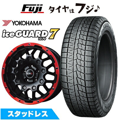 【新品】ヤリスクロス等 スタッドレスタイヤ ホイール4本セット 215/50R18 ヨコハマ アイスガード7 セブンIG70 レアマイスター LMG MS-9W マットブラックレッドリム 7.5J 18インチ(送料無料)