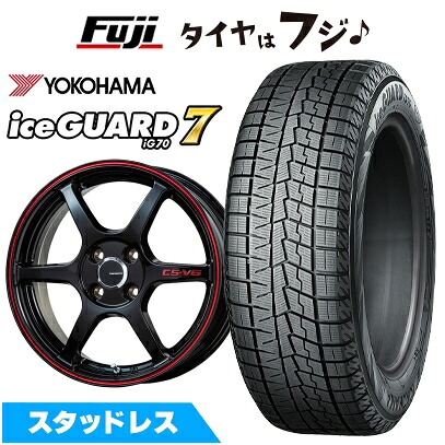 【新品 軽自動車】 スタッドレスタイヤ ホイール4本セット 165/60R15 ヨコハマ アイスガード7 セブンIG70 レアマイスター CS-V6(グロスブラック/レッドライン) 5J 15インチ(送料無料)