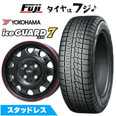 【新品 軽自動車】ソリオ スタッドレスタイヤ ホイール4本セット 165/70R14 ヨコハマ アイスガード7 セブンIG70 レアマイスター LMG OFF-STYLE(グロスブラック/レッドリム) 4.5J 14インチ(送料無料) ※コンパクトカー装着不可