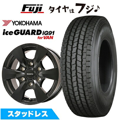 【新品】ハイエース200系 スタッドレスタイヤ ホイール4本セット 195/80R15 107/105L ヨコハマ アイスガード iG91 エルベ ビズスポ セミグロスブラック 6J 15インチ(送料無料)