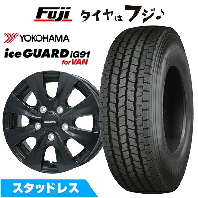 【新品】タウンエーストラック スタッドレスタイヤ ホイール4本セット 175/80R14 99/98N ヨコハマ アイスガード iG91 エルベ ビズスポ セミグロスブラック 5J 14インチ(送料無料)｜フジ スペシャルセレクション