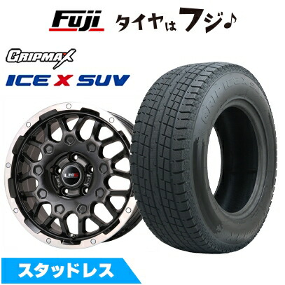 【新品国産車用5穴114.3】 スタッドレスタイヤ ホイール4本セット 235/55R18 グリップマックス アイスX SUV BSW ブラックサイドウォール(限定) レアマイスター LMG MS-9W ブラック/ブラッククリアリム 7.5J 18インチ(送料無料)|フジ スペシャルセレクション