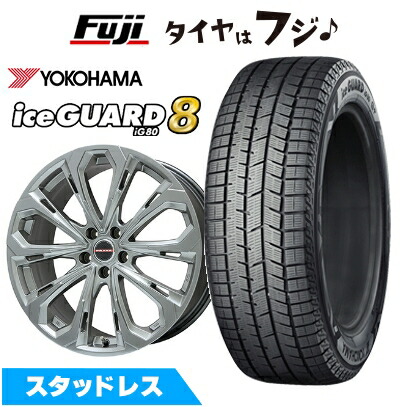 【パンク保証付き】【新品】スイフトスポーツ スタッドレスタイヤ ホイール4本セット 195/45R17 ヨコハマ アイスガード8 エイトIG80 ビッグウエイ レイシーン プラバ5X(クロームハイパーシルバー) 6.5J 17インチ(送料無料)