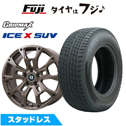 【新品国産車用5穴114.3】 スタッドレスタイヤ ホイール4本セット 235/55R18 グリップマックス アイスX SUV BSW ブラックサイドウォール(限定) ビッグウエイ B-LUGNAS BRD(マットブロンズ) 7.5J 18インチ(送料無料)|フジ スペシャルセレクション