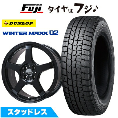 【新品国産車用5穴114.3】 スタッドレスタイヤ ホイール4本セット 215/60R16 ダンロップ ウインターマックス 02 WM02 レアマイスター LMスポーツ LM-05R(グロスブラック) 6.5J 16インチ(送料無料)