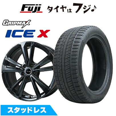 【新品】輸入車用 ボルボ（V60 クロスカントリー 2015-19） スタッドレスタイヤ ホイール4本セット 235/50R18 グリップマックス アイスX BSW ブラックサイドウォール(限定) 共豊 ユーロツヴァイ FK-5(グロスブラック) 7.5J 18インチ(送料無料)