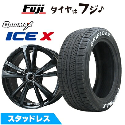【新品】輸入車用 MINI（F60） スタッドレスタイヤ ホイール4本セット 225/50R18 グリップマックス アイスX RWL ホワイトレター(限定) 共豊 ユーロツヴァイ FK-5(グロスブラック) 7.5J 18インチ(送料無料)