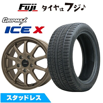 【新品】フリード クロスター スタッドレスタイヤ ホイール4本セット 185/65R15 グリップマックス アイスX BSW ブラックサイドウォール(限定) レアマイスター LMスポーツ LM-10R(ブロンズ) 6J 15インチ(送料無料)