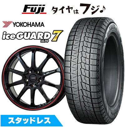 【新品】フリード クロスター スタッドレスタイヤ ホイール4本セット 185/65R15 ヨコハマ アイスガード7 セブンIG70 レアマイスター LMスポーツ LM-10R(ブラック/レッドライン) 6J 15インチ(送料無料)