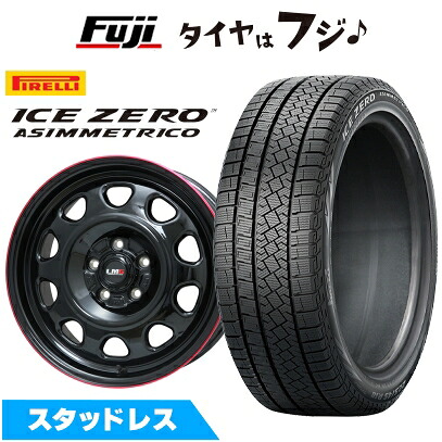 【新品】30系アルファード/ヴェルファイア等 スタッドレスタイヤ ホイール4本セット 215/65R16 ピレリ ウィンター アイスゼロアシンメトリコ レアマイスター LMG OFF-STYLE(グロスブラック/レッドリム) 7J 16インチ(送料無料)