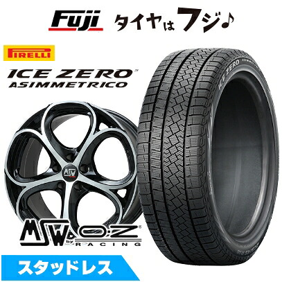 【新品】輸入車用 ステルヴィオ スタッドレスタイヤ ホイール4本セット 235/60R18 ピレリ ウィンター アイスゼロアシンメトリコ MSW by OZ Racing MSW 82(グロスブラックポリッシュ) 8J 18インチ(送料無料)