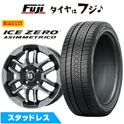 【新品】ライズ/ロッキー（ガソリン） スタッドレスタイヤ ホイール4本セット 195/60R17 ピレリ ウィンター アイスゼロアシンメトリコ ビッグウエイ B-LUGNAS FRD(ブラックポリッシュ/ブラッククリア) 6.5J 17インチ(送料無料)