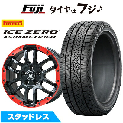 【新品】30系アルファード/ヴェルファイア スタッドレスタイヤ ホイール4本セット 235/50R18 ピレリ ウィンター アイスゼロアシンメトリコ ビッグウエイ B-LUGNAS FRD(マットブラック/レッドリム) 7.5J 18インチ(送料無料)｜フジ スペシャルセレクション 97,185円