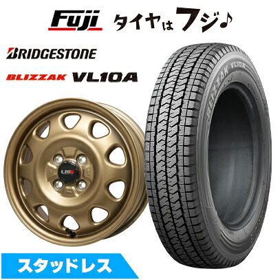 【新品】プロボックス/サクシード(リフトアップ) スタッドレスタイヤ ホイール4本セット 185/80R14 102/100N ブリヂストン ブリザック VL10A レアマイスター LMG OFF-STYLE(マットゴールド) 5J 14インチ(送料無料)|フジ スペシャルセレクション
