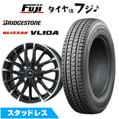 【新品】クリッパーEV ミニキャブEV スタッドレスタイヤ ホイール4本セット 145/80R12 86/84N ブリヂストン ブリザック VL10A ブランドルライン DF-10M グロスブラック/カットスポーク 3.5J 12インチ(送料無料)｜フジ スペシャルセレクション