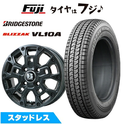 【新品】クリッパーEV ミニキャブEV スタッドレスタイヤ ホイール4本セット 145/80R12 86/84N ブリヂストン ブリザック VL10A ビッグウエイ B-LUGNAS BRD(マットブラック) 4J 12インチ(送料無料)|フジ スペシャルセレクション