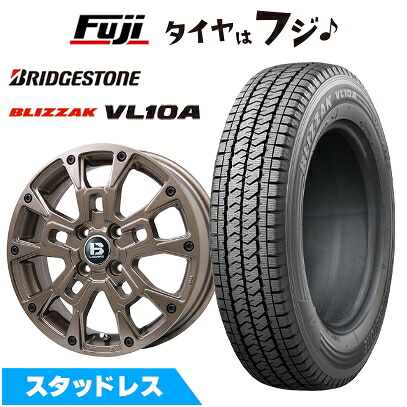 【新品】クリッパーEV ミニキャブEV スタッドレスタイヤ ホイール4本セット 145/80R12 86/84N ブリヂストン ブリザック VL10A ビッグウエイ B-LUGNAS BRD(マットブロンズ) 4J 12インチ(送料無料)|フジ スペシャルセレクション