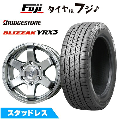 【新品】新型トライトン(GSR)・パジェロ スタッドレスタイヤ ホイール4本セット 265/60R18 ブリヂストン ブリザック VRX3 ホットスタッフ マッドクロス MC-76 ダークシルバー 7.5J 18インチ(送料無料)｜フジ スペシャルセレクション