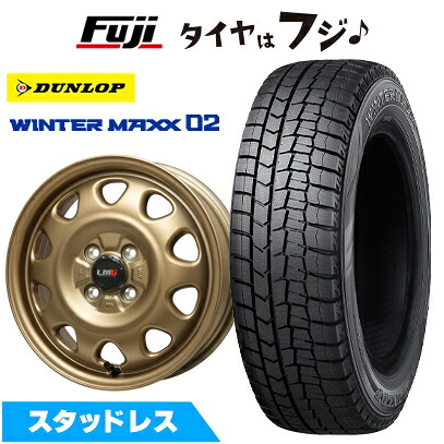【新品国産車用4穴100】 スタッドレスタイヤ ホイール4本セット 185/70R14 ダンロップ ウインターマックス 02 WM02 レアマイスター LMG OFF-STYLE(マットゴールド) 5J 14インチ(送料無料)